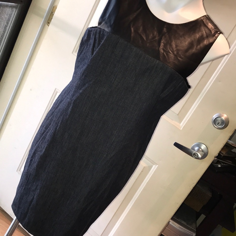 RALPH LAUREN faux leather and denim dress